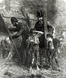 Egy londoni iskolai iskolai felvétel, hajnali 2:40, a The Illustrated London News 1871. szeptember 9-én alkotó: English School